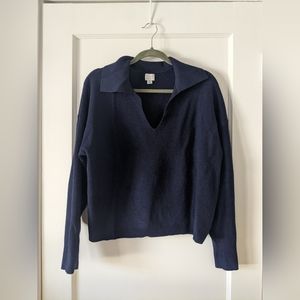 Navy Ribbed Polo Sweater - A New Day